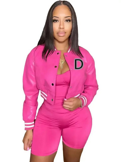 Letter B PU kunstnahast Crop Bomber mantlid Naiste püstkrae Täisvarrukatega pesapallijoped Tänavarõivad, nööbiga alla, õhukesed mantlid