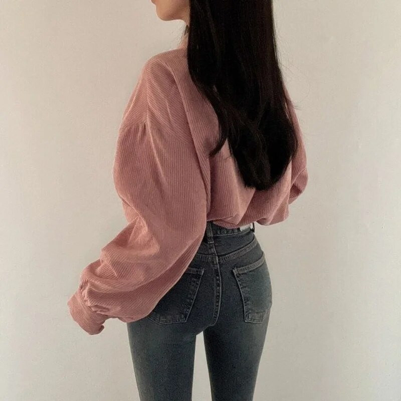 Crop Jakas Sieviešu Velvets Pure Simply Vintage Korejiešu Modes Apģērbs Baggy Temper Куртка Женская Teens Streetwear