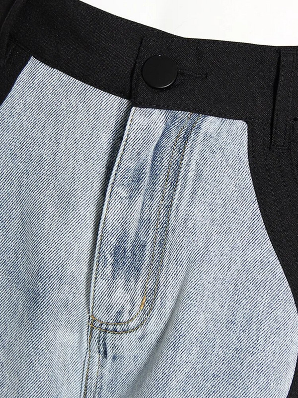 DEAT Fashion naiste teksad, kõrge vöökohaga must sinine, laineline, sirge toru, laia jalaga teksapüksid, mõõn, sügis 2023 17A2517