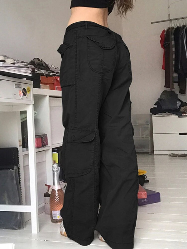 Taisnas kājas Džinsi Sieviete ar augstu vidukli Baggy Džinsi Y2K Apģērbi Ielu apģērbi Apakšpuses Cargo Brown Melnas Bikses Džinsi Platas sporta bikses