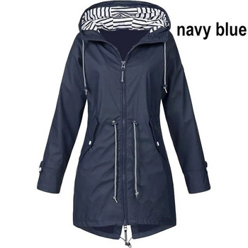 Дамско модно външно водоустойчиво яке за дъжд Ежедневно свободно, ветроустойчиво палто с качулка, голям размер, катерене, ветровка за жени