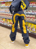 Teksad Naised Gooti Y2K Retro tänavariided Must Cargo Punk Vintage Kpop Print Laia säärega Denimpüksid Naiste Sügispüksid Püksid