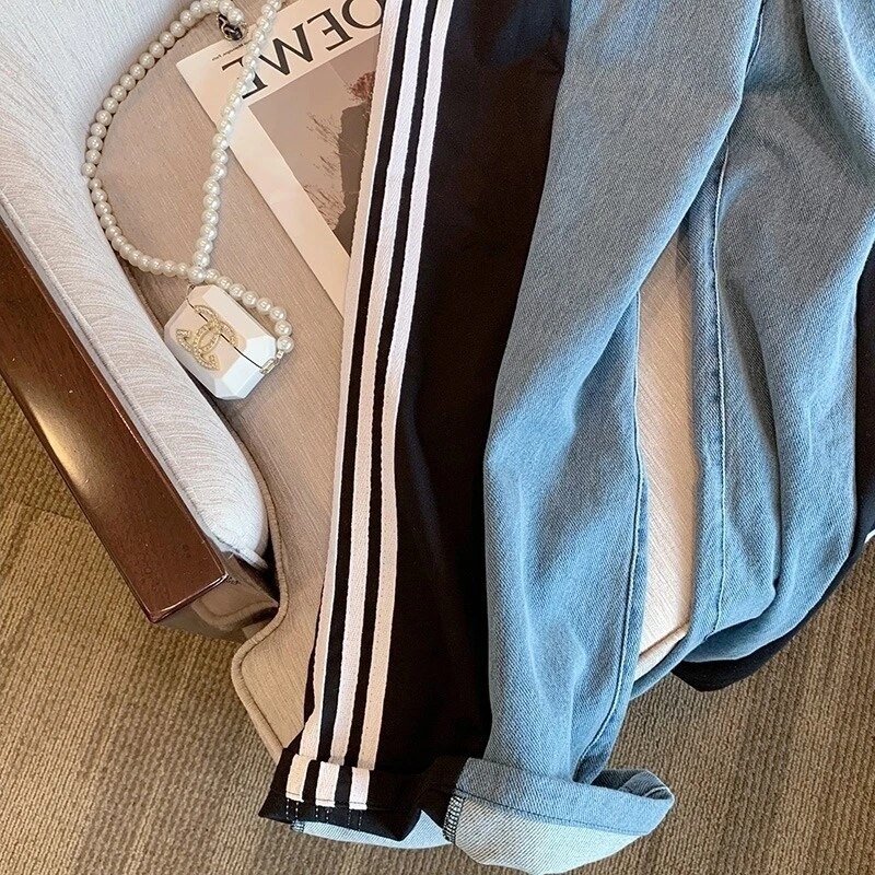 Suuremõõdulised teksad naistele kõrge vöökohaga laiad teksad Korea mood lapitehnikaga naiste teksad Y2k kaubapüksid teksapüksid naiste kottis teksad 