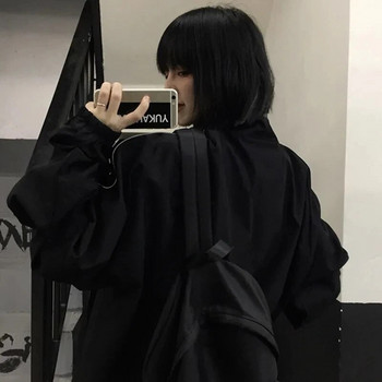 Светлоотразително яке Дамско есенно ежедневно универсално черно Chaquetas Para Mujer Облекло Класически ретро връхни дрехи Моден корейски стил