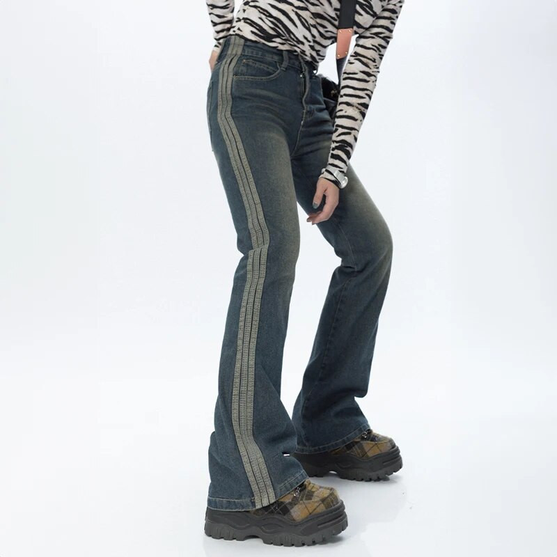 Vintage Y2k teksad naistele kõrge vöökohaga sirge kottis riided Korea stiilis tänavarõivad kontrastsed värvid teksapüksid suvi