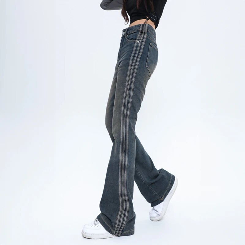 Vintage Y2k teksad naistele kõrge vöökohaga sirge kottis riided Korea stiilis tänavarõivad kontrastsed värvid teksapüksid suvi