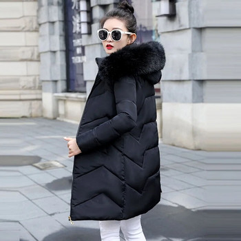Big Fur 2023 Ново европейско модно черно дамско яке Голям размер 7XL Дамски парки Дамско топло зимно палто с качулка Дамско връхно облекло
