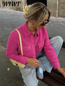 Elegantne naiste revääriga lühike jope 2023. aasta sügisene pikkade varrukatega taskusärgi jakid, naiste mood, kontorinaised, üherealised mantlid