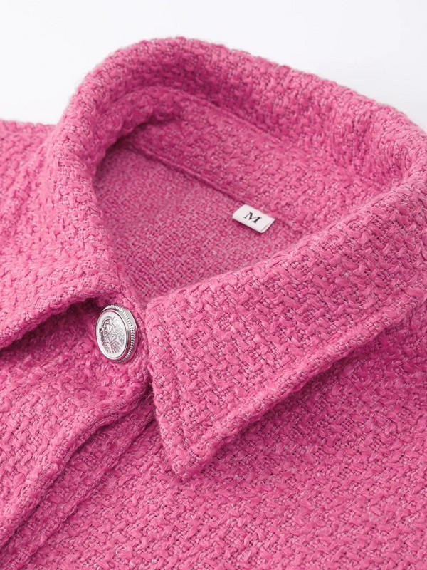 Elegantne naiste revääriga lühike jope 2023. aasta sügisene pikkade varrukatega taskusärgi jakid, naiste mood, kontorinaised, üherealised mantlid