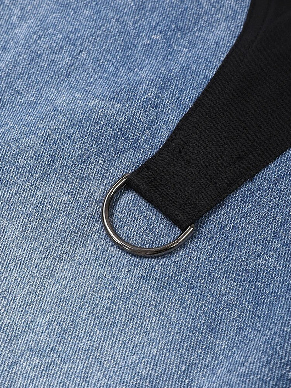 DEAT Fashion Moteriškos džinsinės kelnės aukštu juosmeniu juodos ir mėlynos spalvos kontrastas, siūlas iki grindų, plačios kojos džinsai 2023 m. ruduo Nauja 7AB763