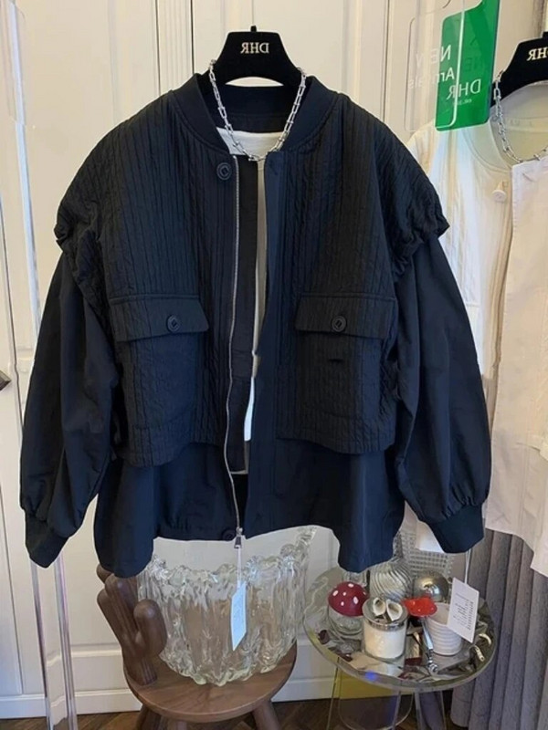 Labavi lažni dvodijelni kaput s vezicama, ženski kaput za proljeće i jesen 2023., novi baloner s patentnim zatvaračem, dugih rukava