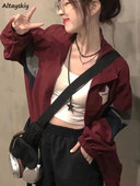 Pagrindinės striukės, moteriškos korėjietiško stiliaus vintažinės plokščių raištelių, studentų, rudeninės, laisvalaikio Harajuku BF unisex mados prašmatnios Populiarios