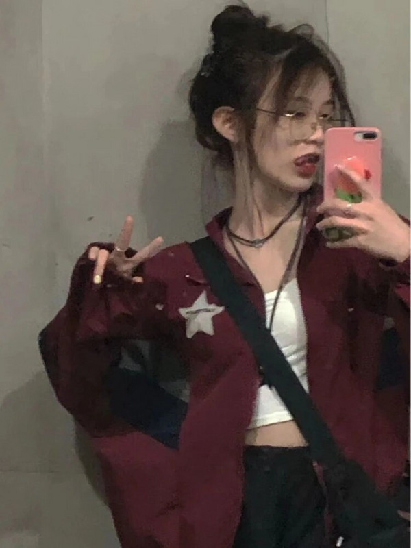 Pagrindinės striukės, moteriškos korėjietiško stiliaus vintažinės plokščių raištelių, studentų, rudeninės, laisvalaikio Harajuku BF unisex mados prašmatnios Populiarios