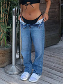 Vintažinės moteriškos kelnės aukštu juosmeniu Baggy džinsai Y2k gatvės apranga Korėjos mada Boyfriend Crocs Mom Džinsai Džinsinės kelnės moteriškos