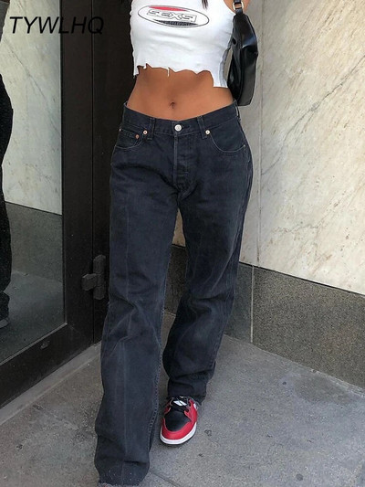 Vintažinės moteriškos kelnės aukštu juosmeniu Baggy džinsai Y2k gatvės apranga Korėjos mada Boyfriend Crocs Mom Džinsai Džinsinės kelnės moteriškos