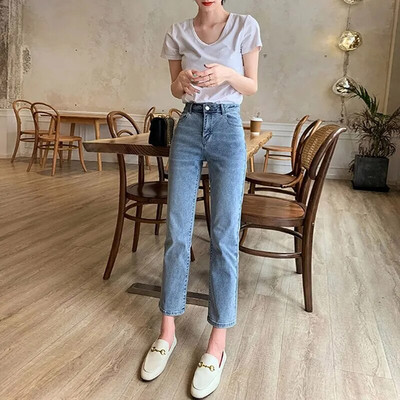 Pahkluu pikkusega naiste teksad Sügisene veniv sirge šikk naiste teksapüksid kawaii tänavarõivad Boyfriend teksad naistele 2022