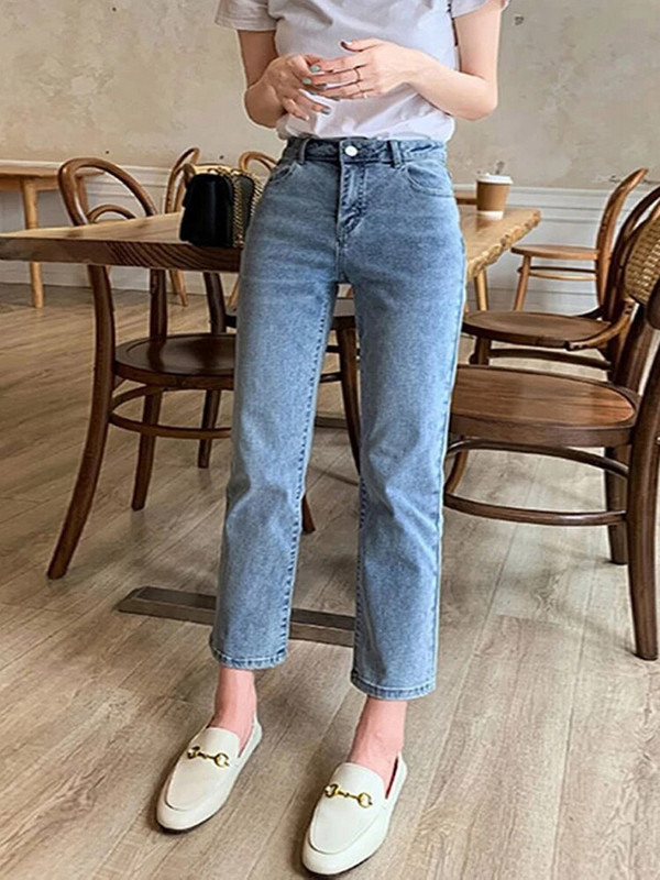 Pahkluu pikkusega naiste teksad Sügisene veniv sirge šikk naiste teksapüksid kawaii tänavarõivad Boyfriend teksad naistele 2022