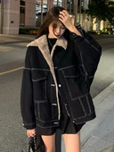 Nauji korėjiečių mados žiemos moteriški paltai, šilti 2023 m. atvartai Džinsinė stora striukė Laisvalaikio darbo drabužiai Medvilniniai paminkštintos striukės moteriškos viršūnės