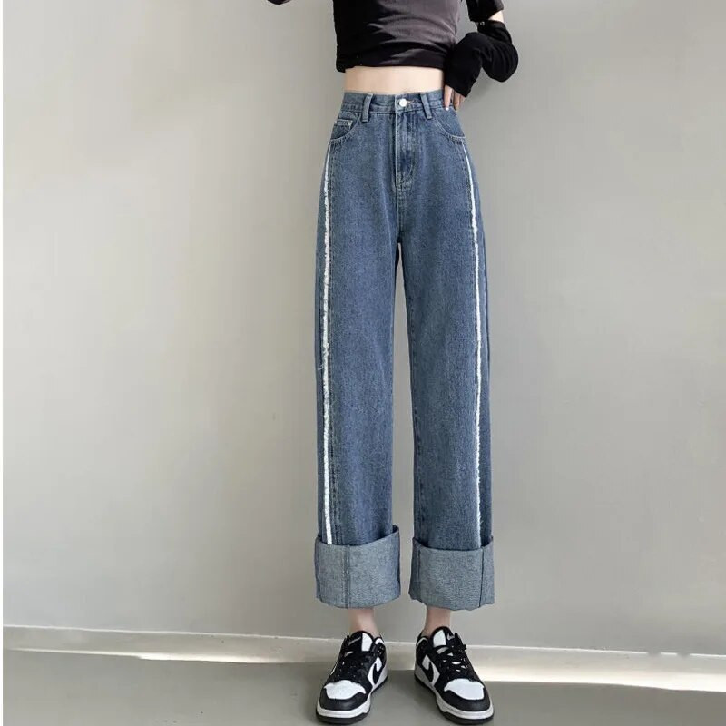 Naiste rõivad Vintage teksad Naine kõrge vöökohaga naiste teksad 2023 Trend Y2k Denim Streetwear Korea mood püksid riided sinine