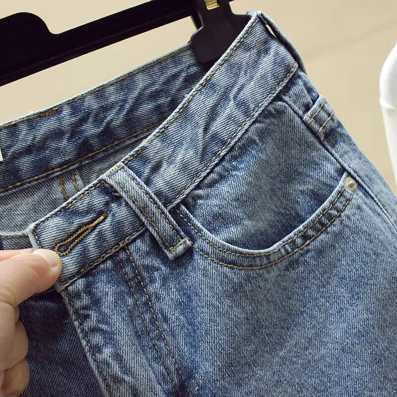 Naised Denim Harem Teksad Suvised Elastne Vöökoht Nööp Tasku Vaba soonikuga Täispüksid WBX-NZF-1004