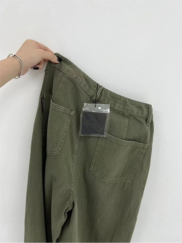 2022 m. rudens nauji moteriški žali džinsai aukštu juosmeniu, laisvi tiesūs, platūs džinsai, moteriški Y2k laisvalaikio gatvės aprangos vintažinės šluostymo kelnės