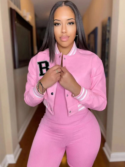 Naiste B-tähega üherealine PU kunstnahast lühike mantel Naiste täisvarrukatega jakid Naiste O-kaelusega nööbiga allapoole liibuvad tänavarõivad