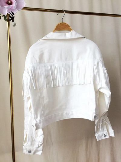 Τζιν μπουφάν με αστέρια Λευκό κρόσσι πέρλα & στρας Προσαρμοσμένο μπουφάν νύφης Προσαρμοσμένο μπλουζάκια τζιν γάμου Mrs.Jean Wifey