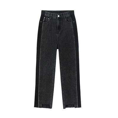 2023 Naine, laia sääre ja kõrge vöökohaga teksad Harajuku kontrastses värvis Denim Sirge vintage tänavarõivad Summer Mom Naiste teksad
