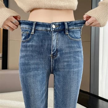 Γυναικεία χειμερινά Thermal Jeans Snow Ζεστά ελαστικά Skinny Vintage Jeans Lady Denim Pencil Παντελόνια Casual καθημερινά ψηλόμεσα παντελόνια