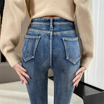 Γυναικεία χειμερινά Thermal Jeans Snow Ζεστά ελαστικά Skinny Vintage Jeans Lady Denim Pencil Παντελόνια Casual καθημερινά ψηλόμεσα παντελόνια