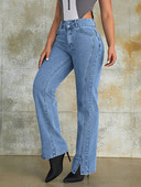 Y2K 2023 Naiste mood, lõhikuga, sirge säärega teksad Vintage kõrge vöökohaga Lihtsad teksapüksid Naiste tänava pikad püksid