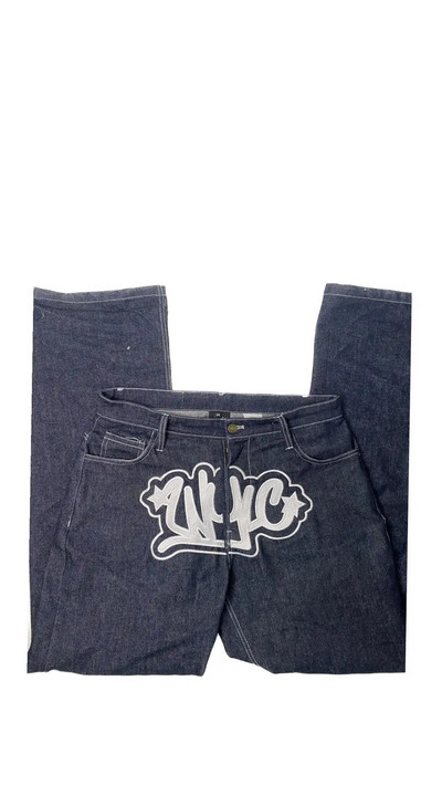 Y2k riided kottis teksad naised Vintage teksad Meeste naiste tänavarõivad Baggy Black Jeans Print Straight Fashion kõrge vöökohaga teksad
