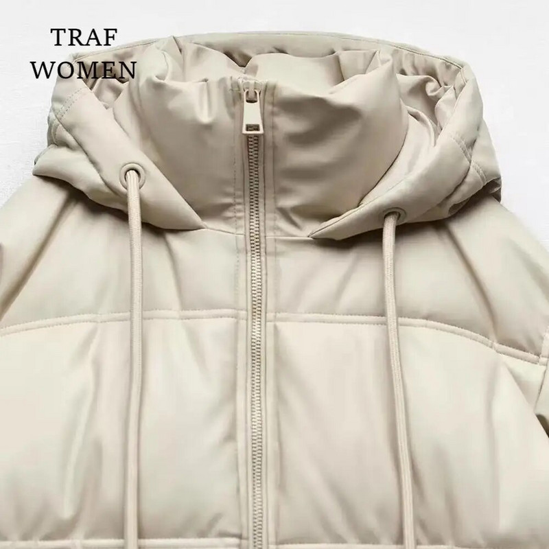 Ženske jakne 30446225800 Kratka podstavljena jakna s kapuljačom od umjetne kože Jesen i zima Nove podstavljene jakne Kaputi Ženski Chic Topovi