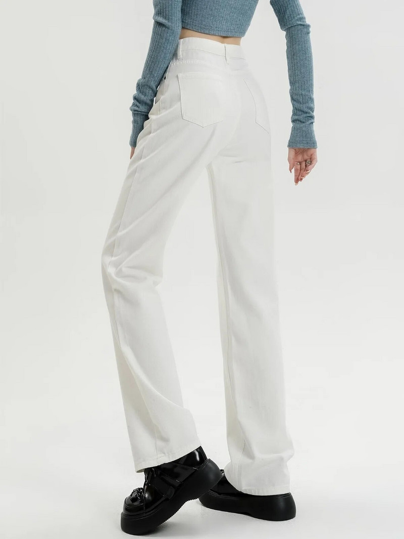 ZHISILAO uued valged laia säärega sirged teksad naistele Boyfriend Baggy täispikad teksapüksid kõrge vöökohaga teksad