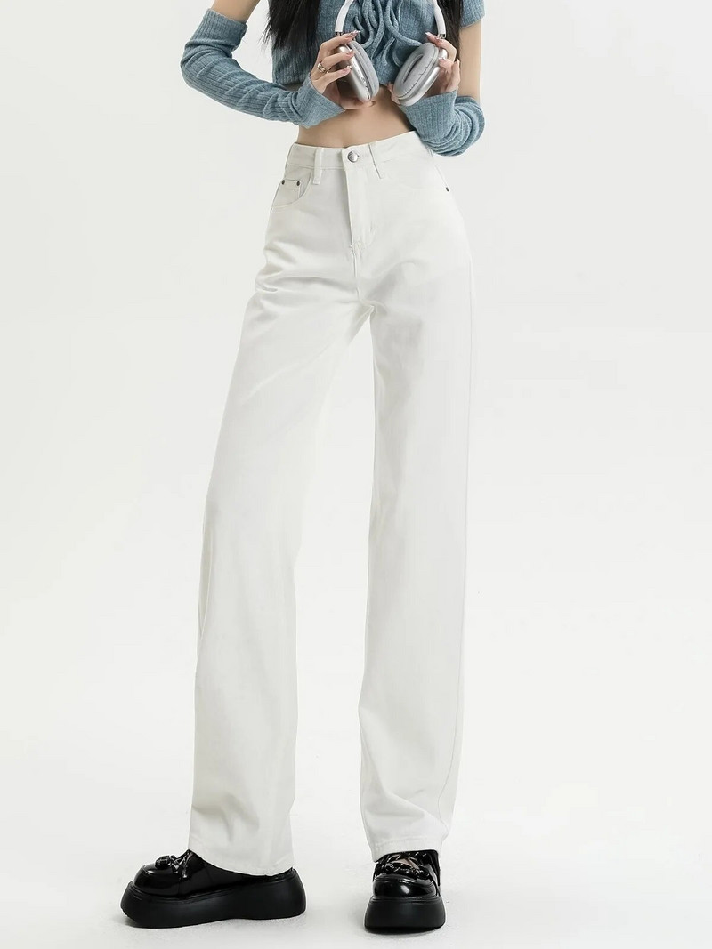 ZHISILAO uued valged laia säärega sirged teksad naistele Boyfriend Baggy täispikad teksapüksid kõrge vöökohaga teksad
