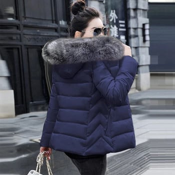 Νέο γυναικείο χειμερινό παλτό 2023 Fake γούνινο γιακά Γυναικεία κοντά ρούχα Parka Warm Down Βαμβακερά μπουφάν Χειμερινά μπουφάν Γυναικεία τάση στο παλτό