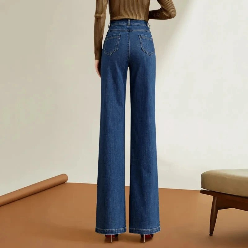 Vintažiniai džinsai su aukštu juosmeniu Mom Elegantiški Laisvi Prašmatnus Kišeninis Dizainas Tiesios Kelnės Moterims Naujas pavasaris Ruduo Baggy Moteriški Džinsai Vaqueros