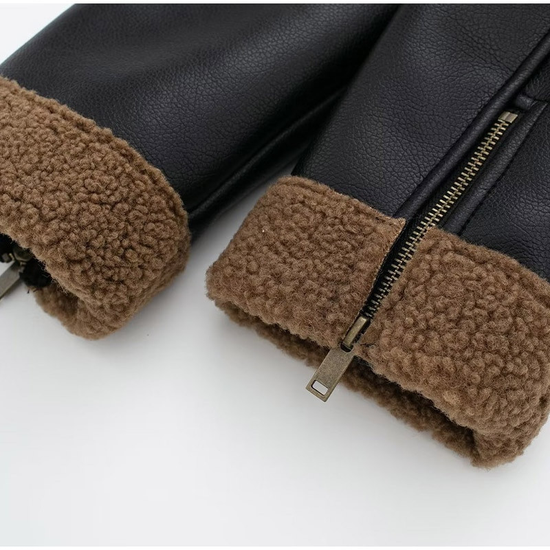 Talvised paksud lühikesed nahast naisterõivad kõrge vöökohaga pikkade varrukatega kärbitud topid Naiste jakk Soe kardigan jakid naistele