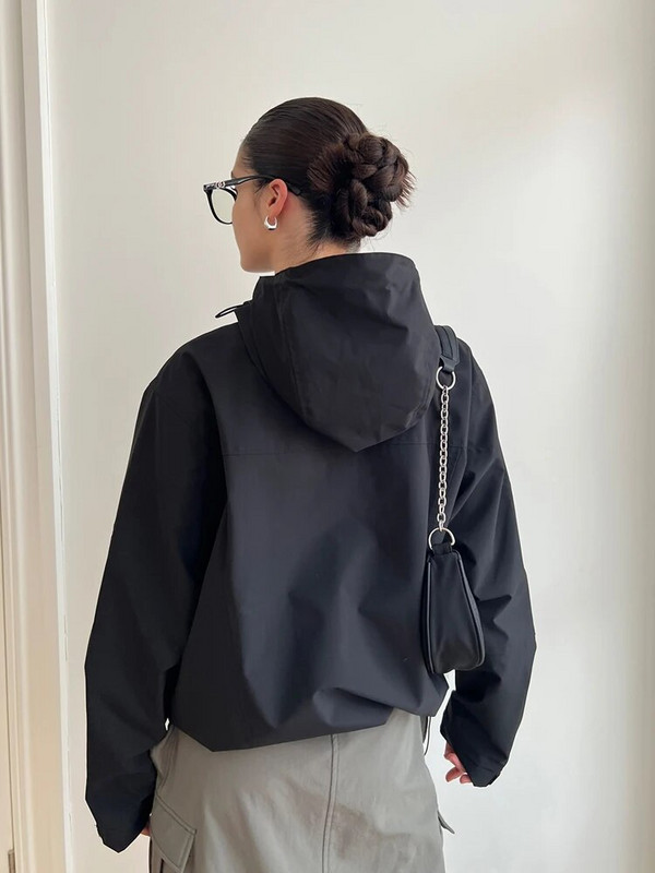 Tuulejope Naiste sügisene vintage kapuutsiga mantel Naiste vabaaja avara lukuga õuejoped Naiste neutraalses stiilis ülerõivad