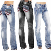 Ženske traperice Femme High Waist Clothes American Flag Stretch Washed Bootcut Mom Jeans Ropa Mujer Vintage Pants Denim Pantalon