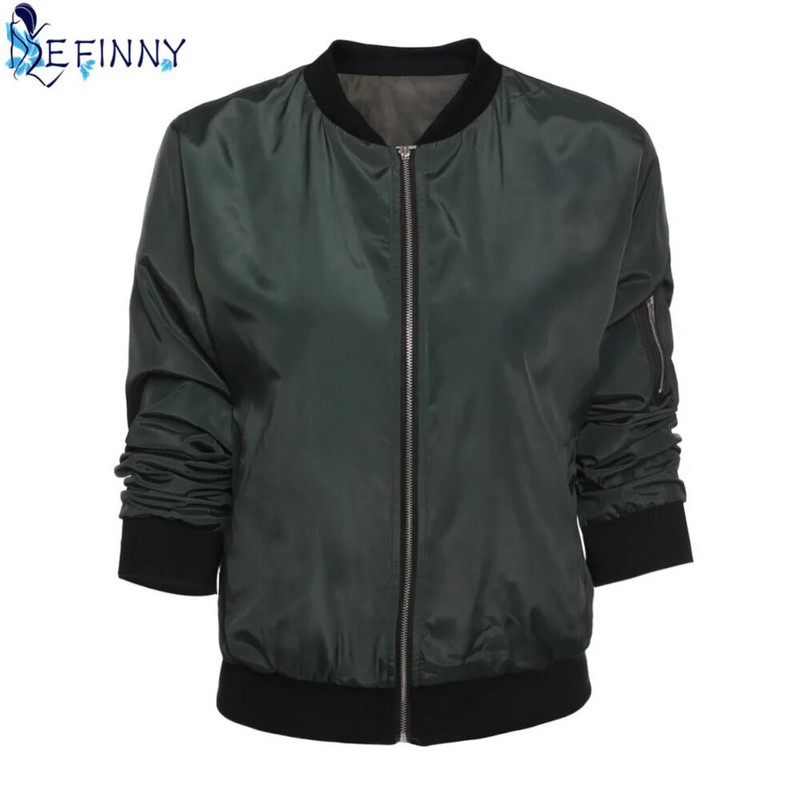 Mados rudens žiemos vėjui atsparūs moteriški paltai Moteriški ploni striukė Bomber paltai ilgomis rankovėmis Laisvalaikio apykaklė, moteriški viršutiniai drabužiai