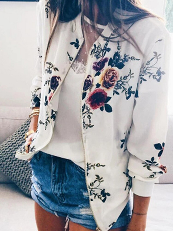 Lillemustriga tõmblukuga vabaajajope naiste 2023. aasta kevadsuvi pikkade varrukatega Bomber-jope, mantel O-kaelus, mood topsid ülerõivad