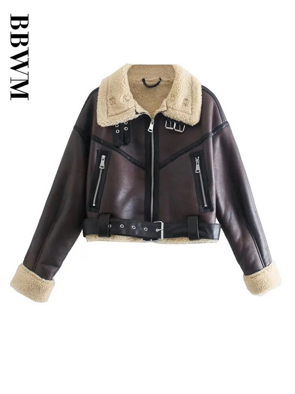 TARF naiste mood, paks soe kunstlik shearling jope Vintage pikkade varrukatega vööäärne naiste ülerõivad šikid topsid