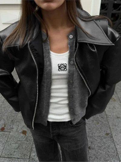 Naiste kunst-PU-nahast ratsanik, 2023. aasta vintage pikkade varrukatega revääriga, tõmblukuga, puhvis mantlid, sügismood, naiste tänavaülerõivad