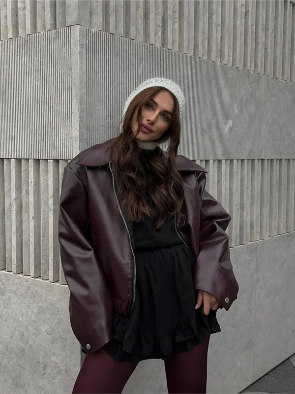 Naiste kunst-PU-nahast ratsanik, 2023. aasta vintage pikkade varrukatega revääriga, tõmblukuga, puhvis mantlid, sügismood, naiste tänavaülerõivad