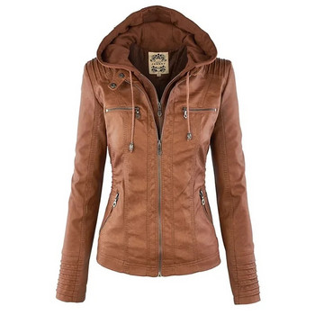 Γυναικείο μπουφάν από συνθετικό δέρμα 2023 Basic Jacket Coat Γυναικείο χειμερινό μπουφάν μοτοσικλέτας PU Δερμάτινο σουέτ φερμουάρ Εξωτερικά ρούχα