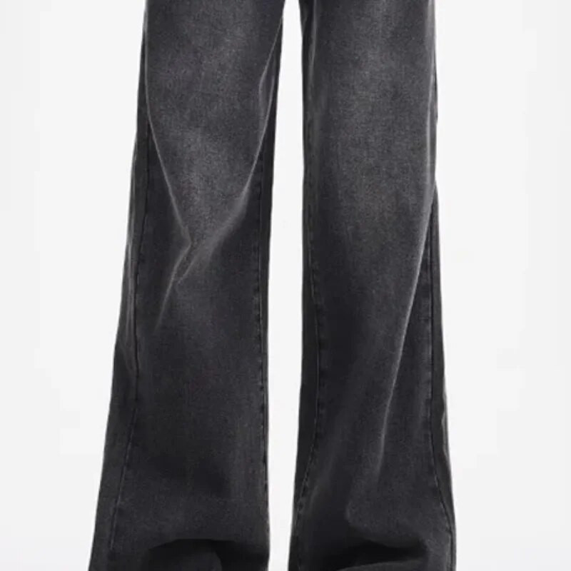 2023. aasta sügistalv, uued sirged teksad, naiste Ameerika High Street kottis püksid naistele, mustad hallid naiste kõrge vöökohaga püksid