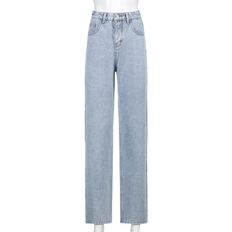 Kõrge vöökohaga teksapüksid naiste püksid sügismood liblikas mustriga sirged teksapüksid High Street Harajuku 90ndate teksad tänavarõivad