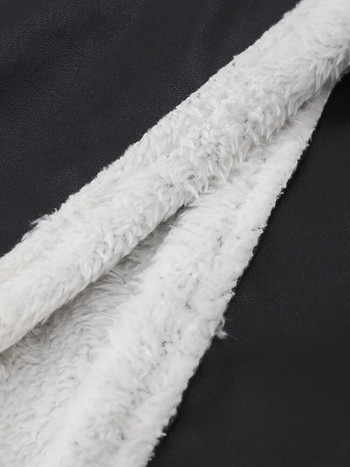 Двулицево кожено дълго яке Дамски колан Агнешка вълна с дълъг ръкав и джоб с ревер Дамско палто Есен Зима Топло дамско палто