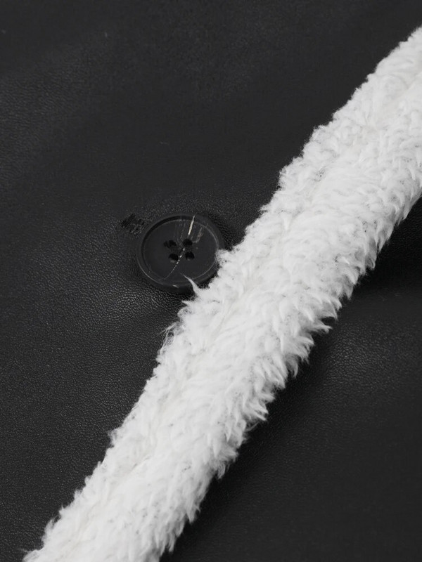 Kahepoolne karusnahast nahast pikk jakk naiste vöö lambavillane pikkade varrukatega revtasku naiste mantel Sügistalvine soe naiste mantel